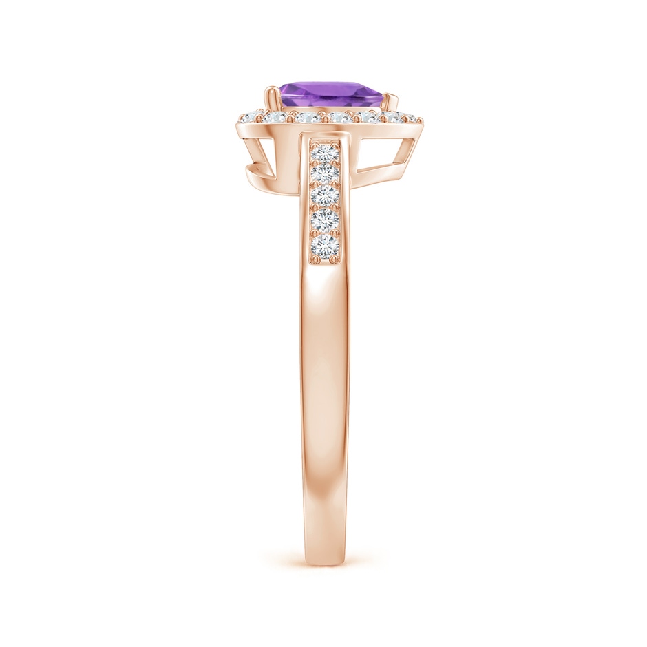 6mm A Heart-Shaped Amethyst Halo Ring with Diamond Accents in 9K Rose Gold side 299