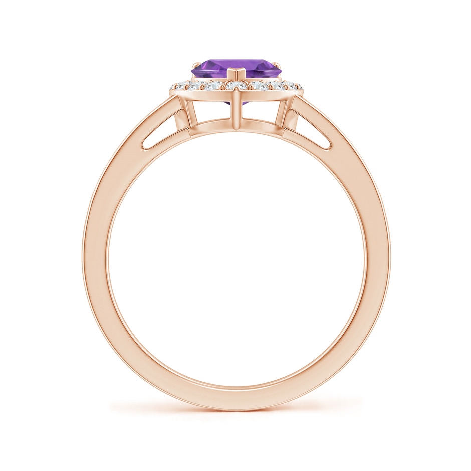 6mm AA Heart-Shaped Amethyst Halo Ring with Diamond Accents in Rose Gold side 199