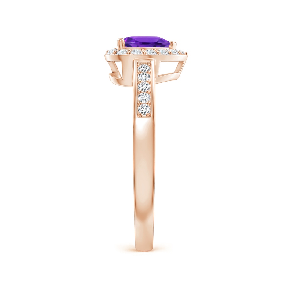 6mm AAAA Heart-Shaped Amethyst Halo Ring with Diamond Accents in Rose Gold side 299