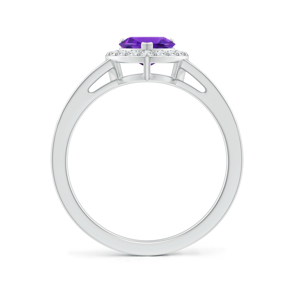 6mm AAAA Heart-Shaped Amethyst Halo Ring with Diamond Accents in White Gold Side 199