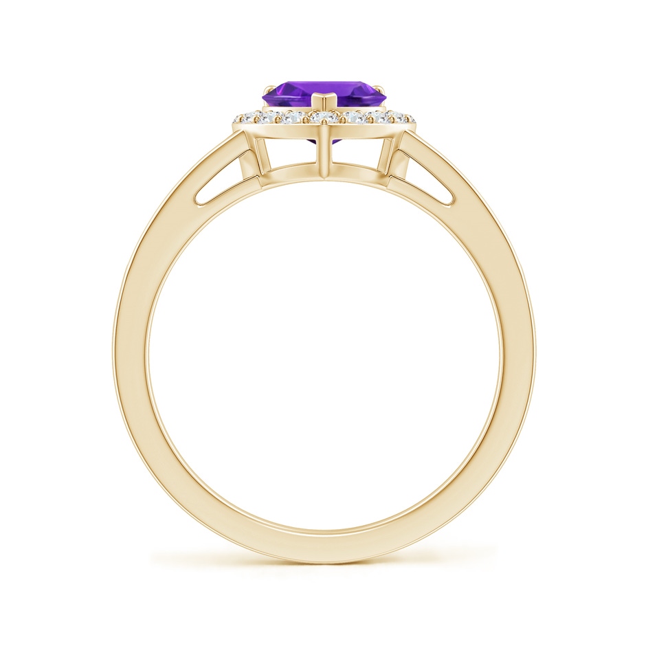 6mm AAAA Heart-Shaped Amethyst Halo Ring with Diamond Accents in Yellow Gold side 199