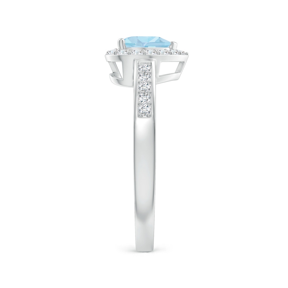 6mm AAA Heart-Shaped Aquamarine Halo Ring with Diamond Accents in P950 Platinum side-2