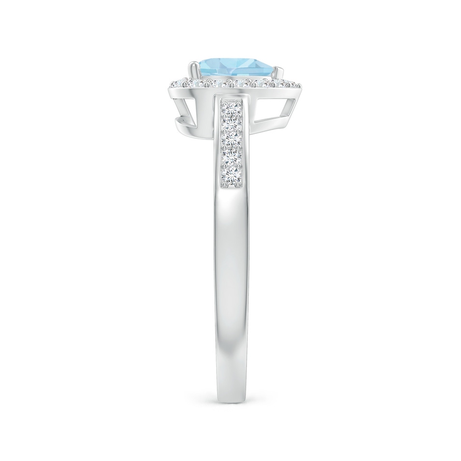 6mm AAA Heart-Shaped Aquamarine Halo Ring with Diamond Accents in White Gold Side-2