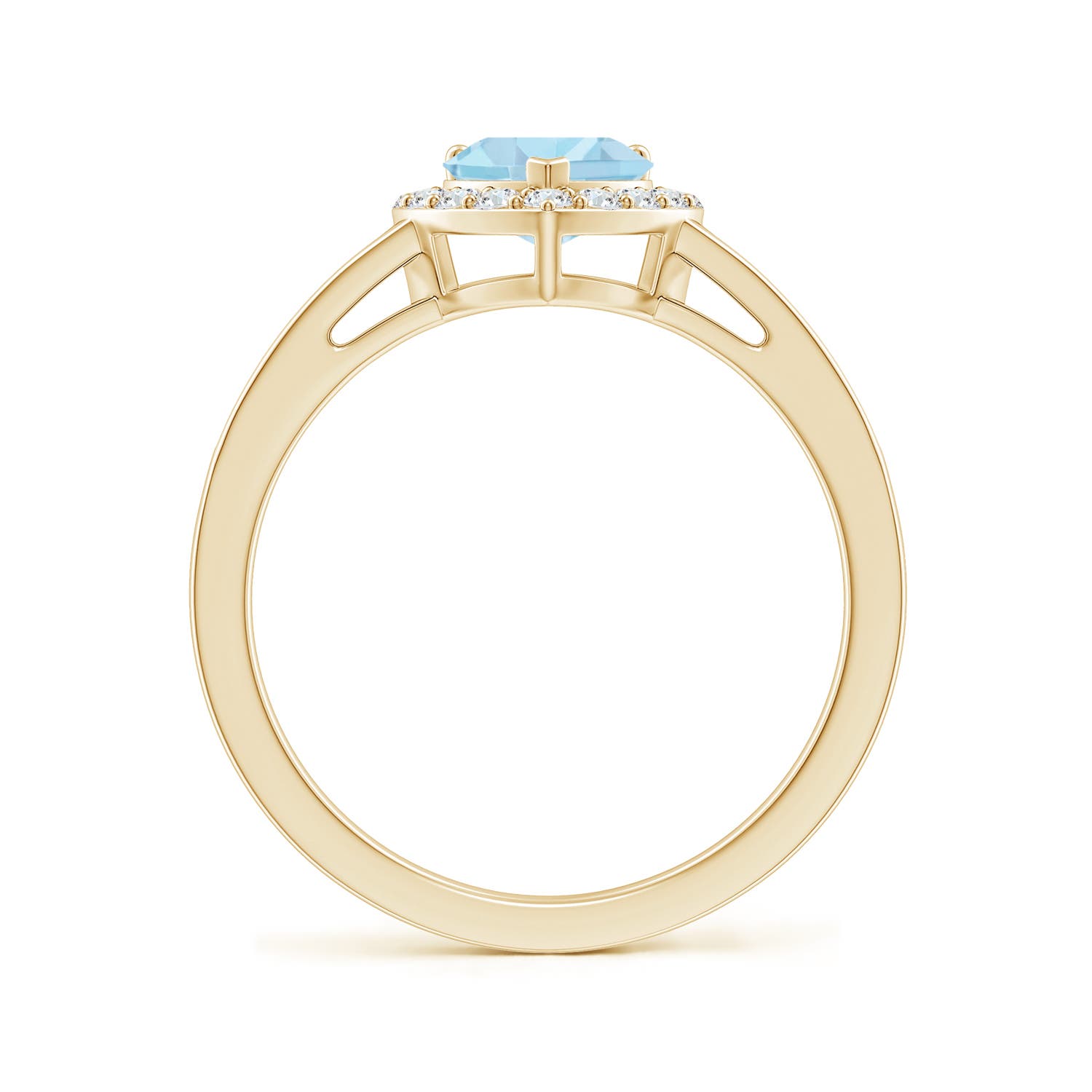 6mm AAA Heart-Shaped Aquamarine Halo Ring with Diamond Accents in Yellow Gold - side 3