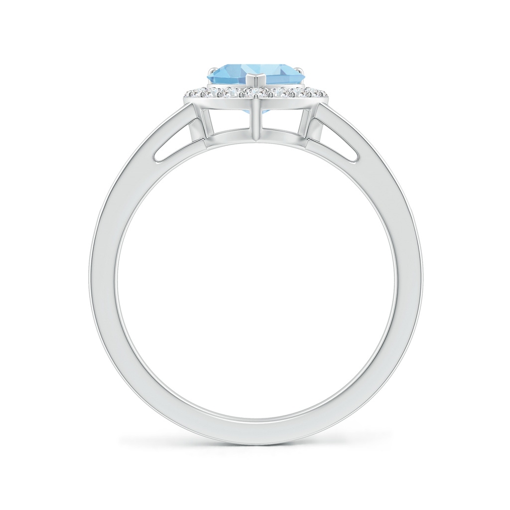 6mm AAAA Heart-Shaped Aquamarine Halo Ring with Diamond Accents in White Gold Side-1