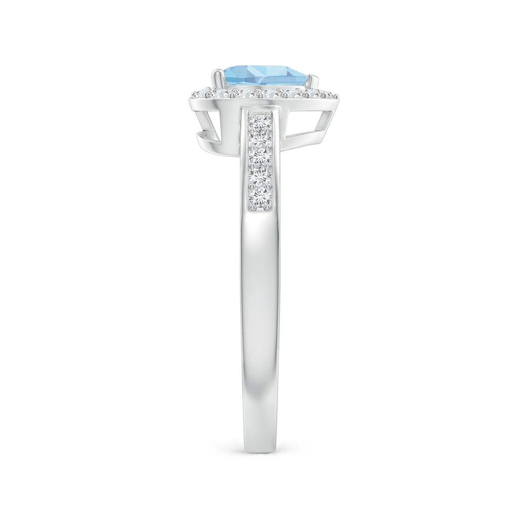 6mm AAAA Heart-Shaped Aquamarine Halo Ring with Diamond Accents in White Gold Side-2