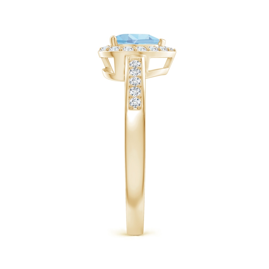 6mm AAAA Heart-Shaped Aquamarine Halo Ring with Diamond Accents in Yellow Gold side-2