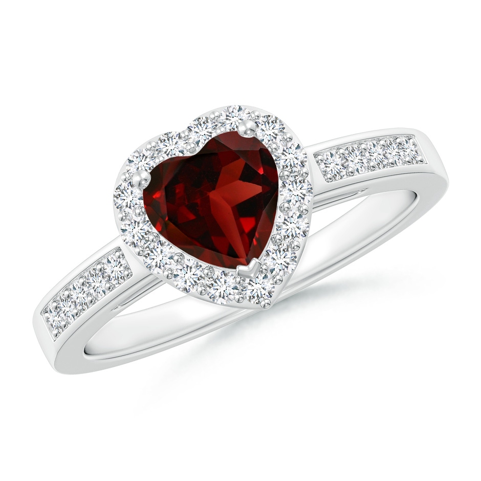 6mm AAA Heart-Shaped Garnet Halo Ring with Diamond Accents in White Gold 