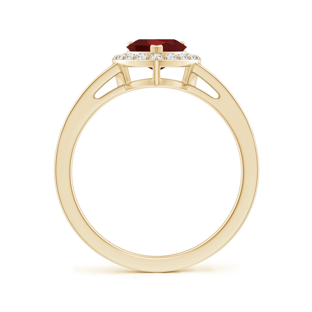 6mm AAA Heart-Shaped Garnet Halo Ring with Diamond Accents in Yellow Gold Side-1