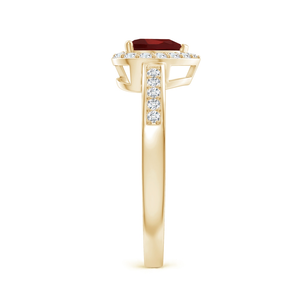 6mm AAA Heart-Shaped Garnet Halo Ring with Diamond Accents in Yellow Gold Side-2