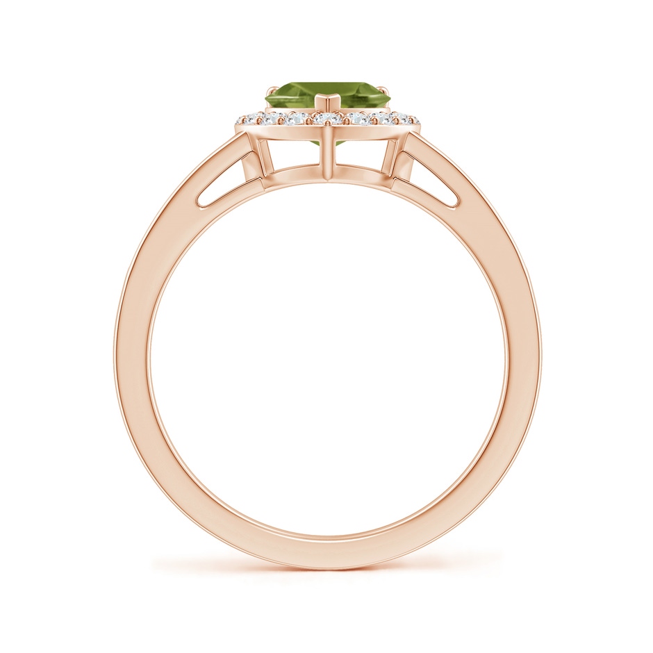 6mm A Heart-Shaped Peridot Halo Ring with Diamond Accents in Rose Gold side-1