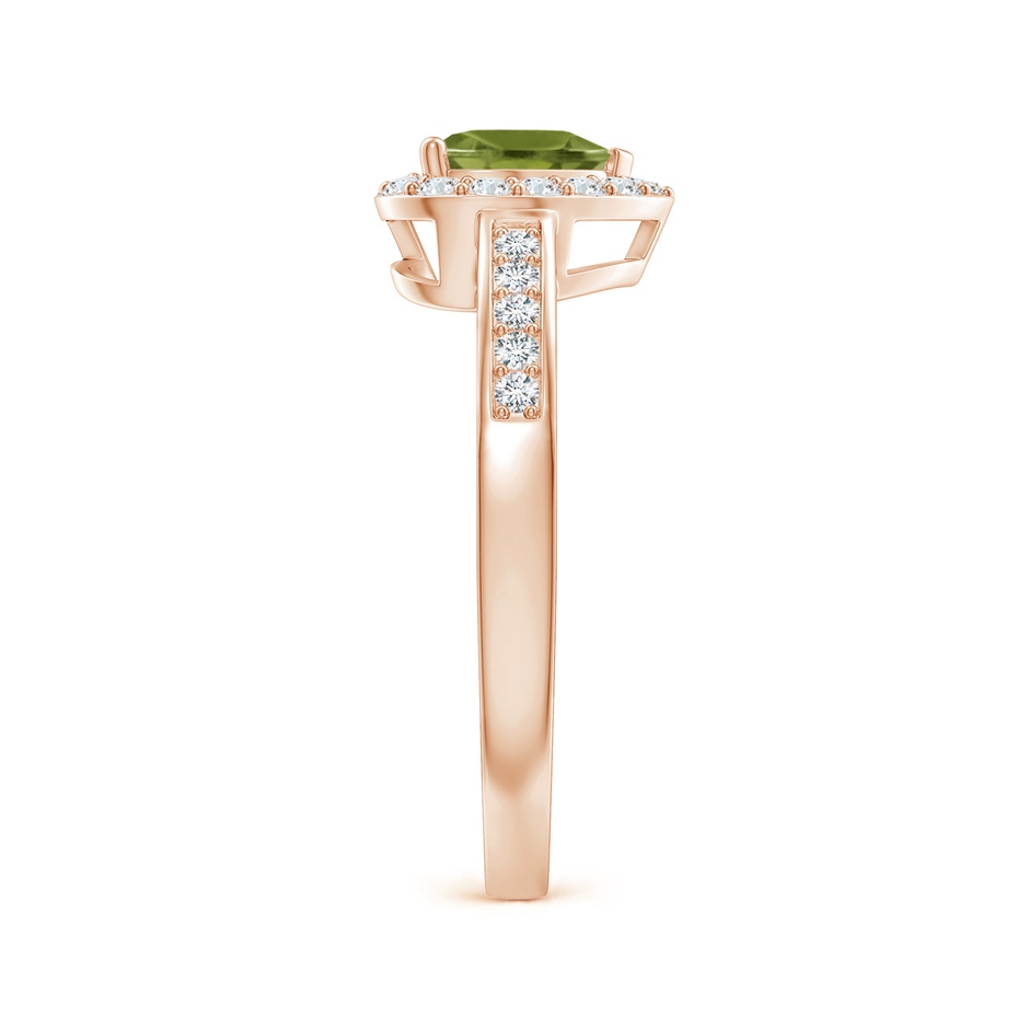 6mm A Heart-Shaped Peridot Halo Ring with Diamond Accents in Rose Gold side-2