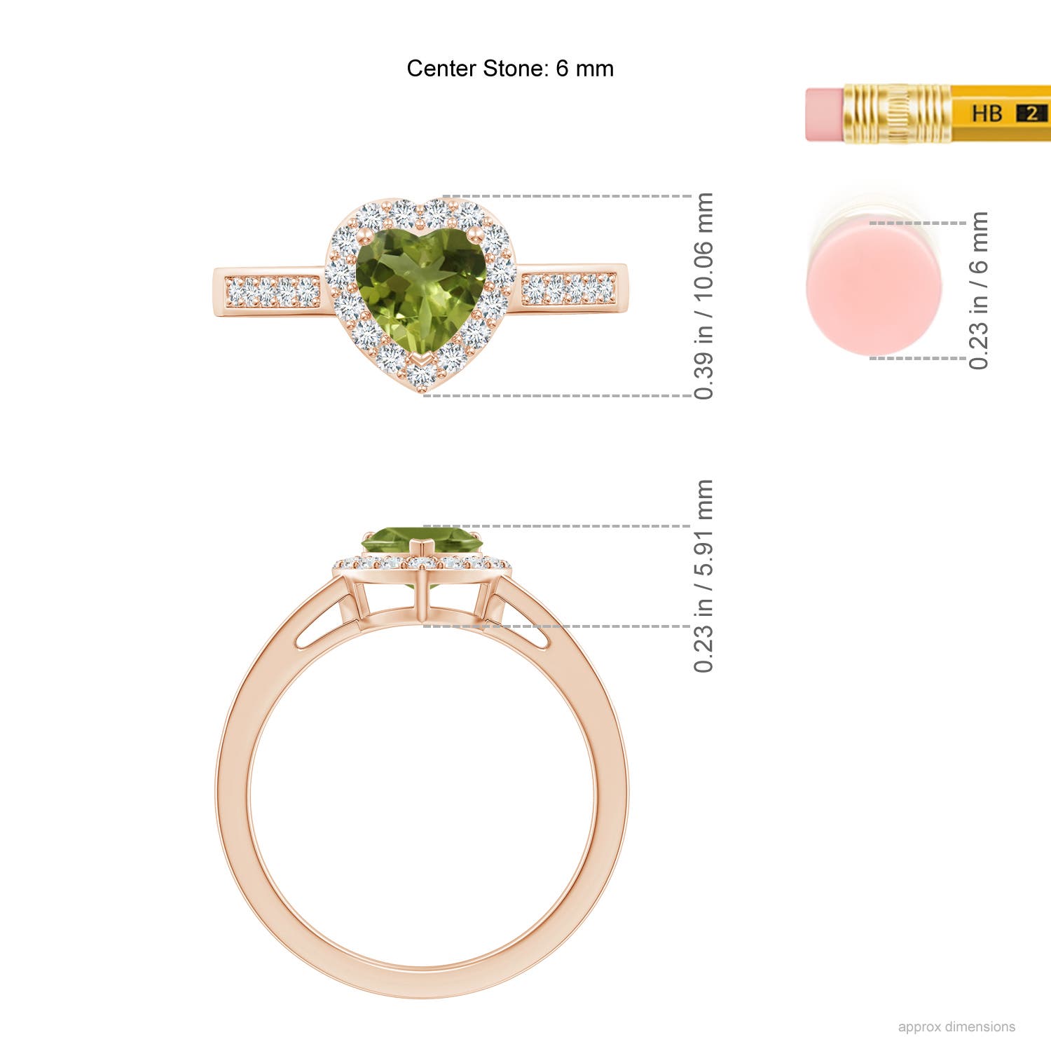 A - Peridot / 0.98 CT / 14 KT Rose Gold