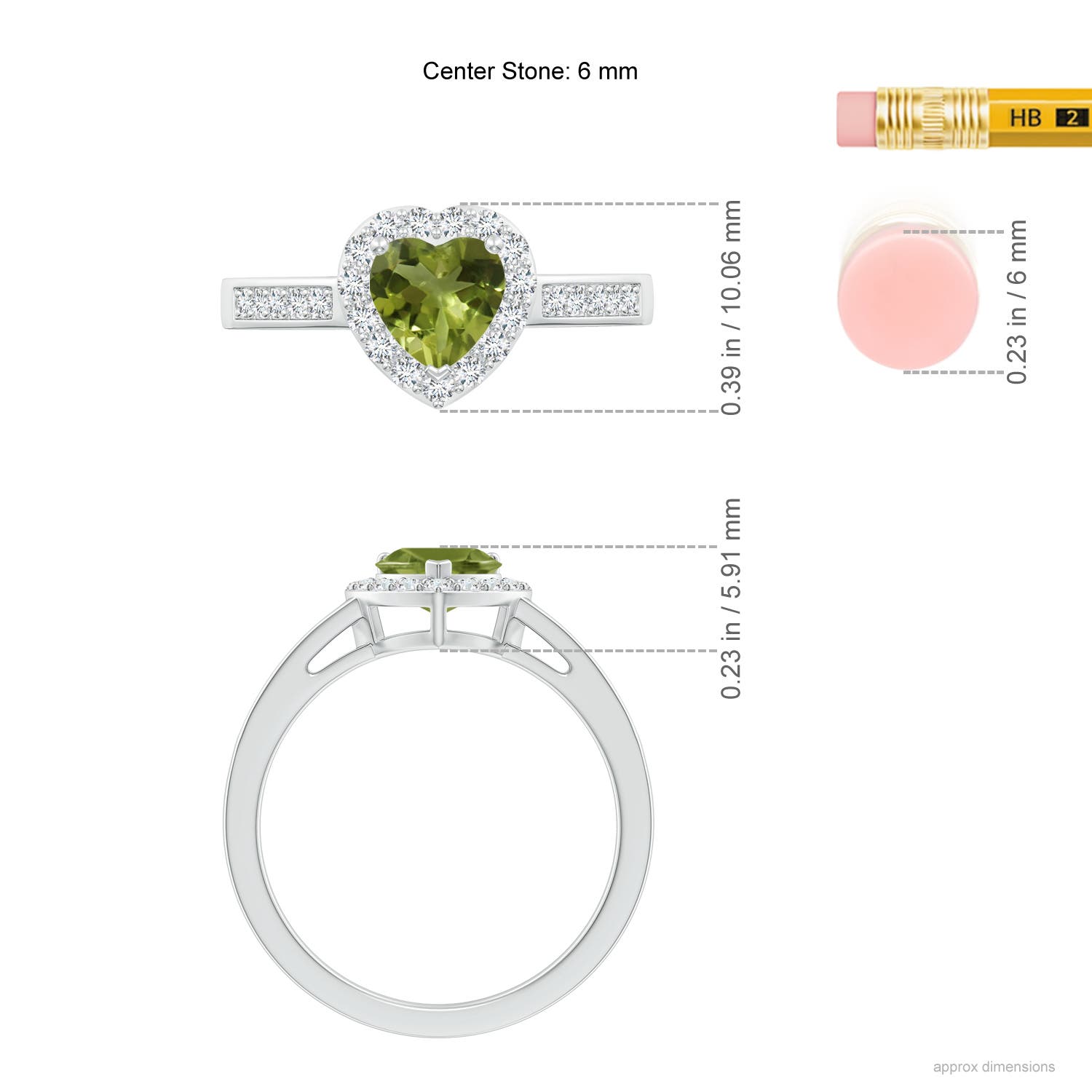 A - Peridot / 0.98 CT / 14 KT White Gold