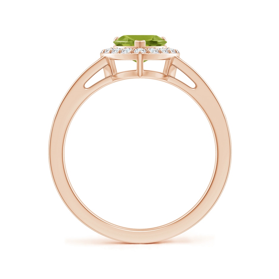 6mm AA Heart-Shaped Peridot Halo Ring with Diamond Accents in Rose Gold side-1