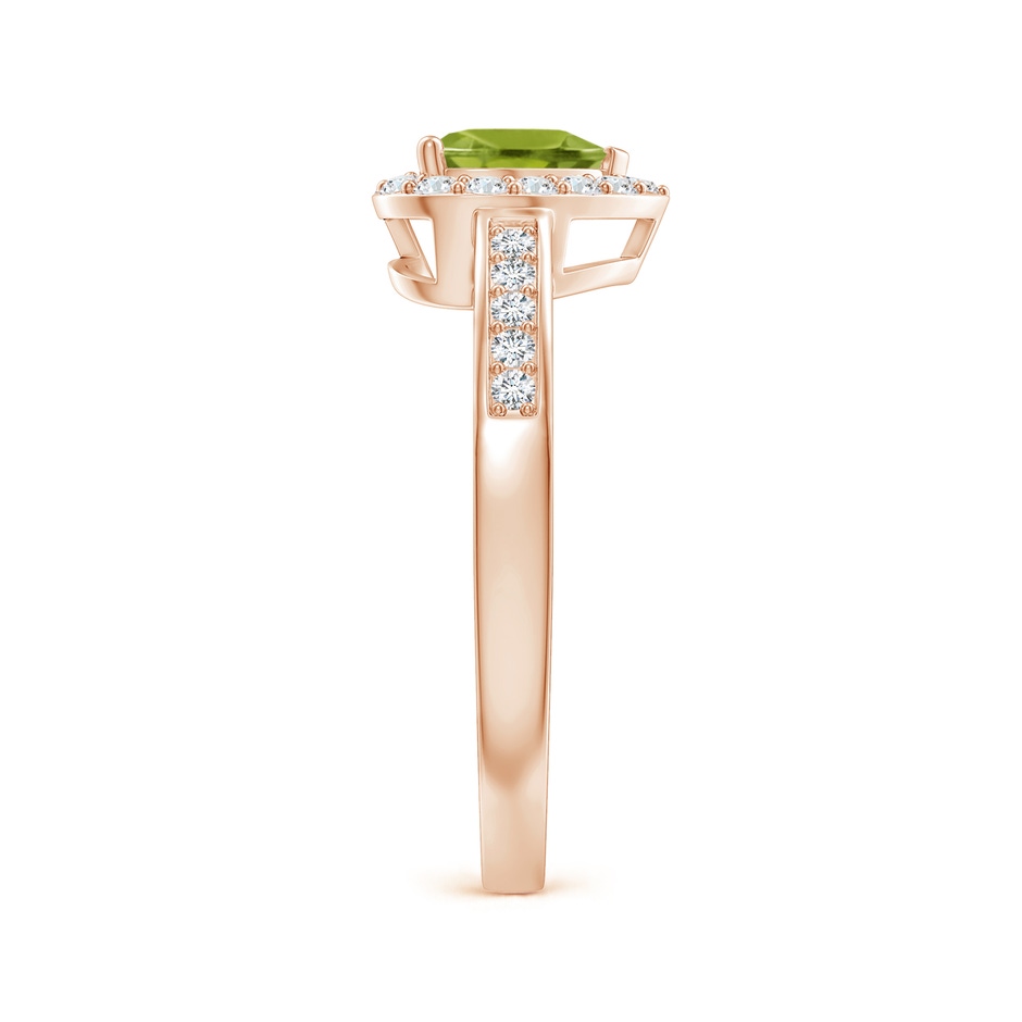 6mm AA Heart-Shaped Peridot Halo Ring with Diamond Accents in Rose Gold side-2