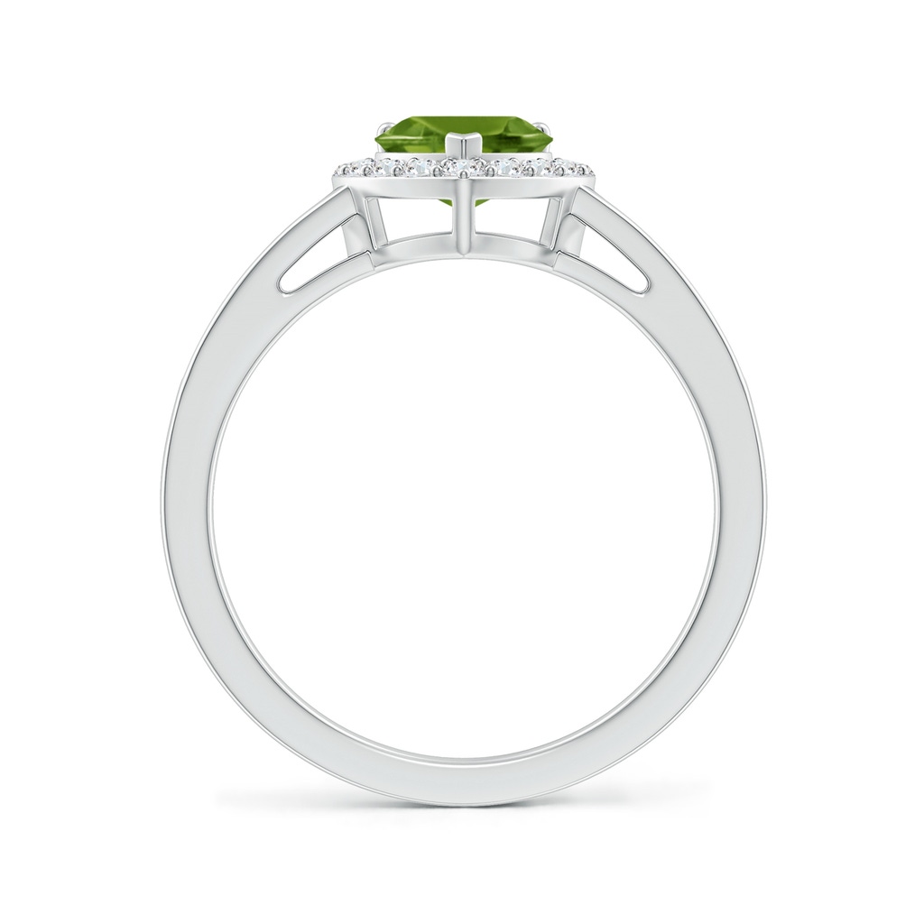6mm AAAA Heart-Shaped Peridot Halo Ring with Diamond Accents in P950 Platinum Side-1