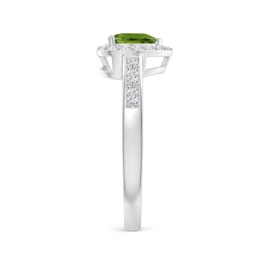 6mm AAAA Heart-Shaped Peridot Halo Ring with Diamond Accents in P950 Platinum Side-2