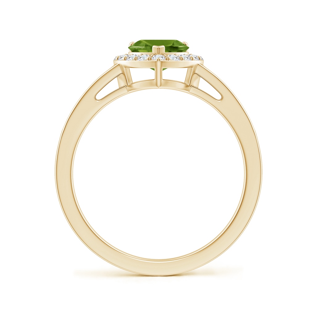 6mm AAAA Heart-Shaped Peridot Halo Ring with Diamond Accents in Yellow Gold Side-1