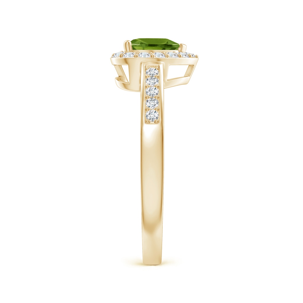 6mm AAAA Heart-Shaped Peridot Halo Ring with Diamond Accents in Yellow Gold Side-2