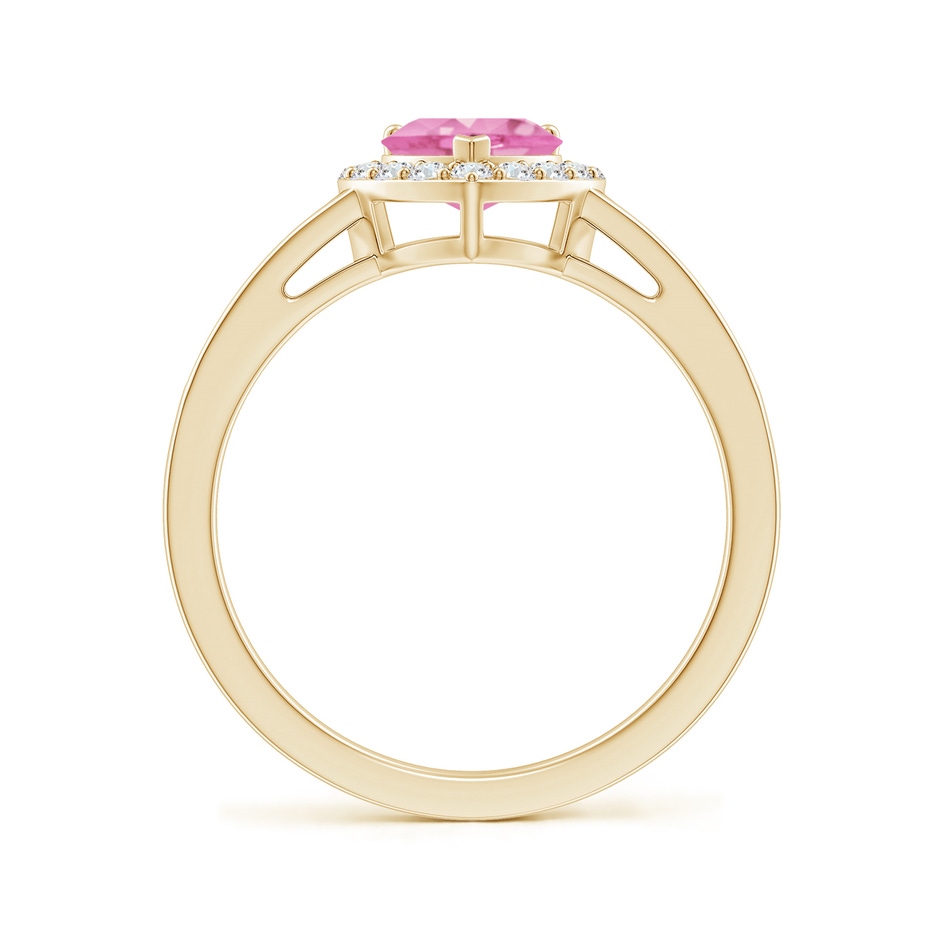 6mm A Heart-Shaped Pink Sapphire Halo Ring with Diamond Accents in Yellow Gold side-1
