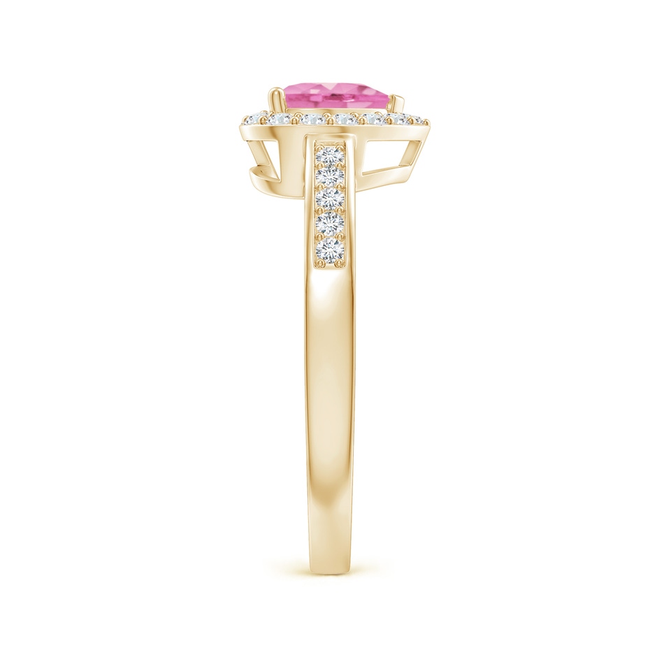 6mm A Heart-Shaped Pink Sapphire Halo Ring with Diamond Accents in Yellow Gold side-2
