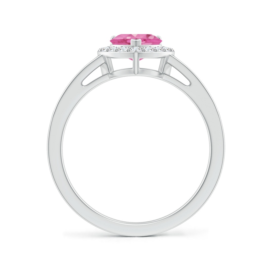 6mm AA Heart-Shaped Pink Sapphire Halo Ring with Diamond Accents in P950 Platinum side-1