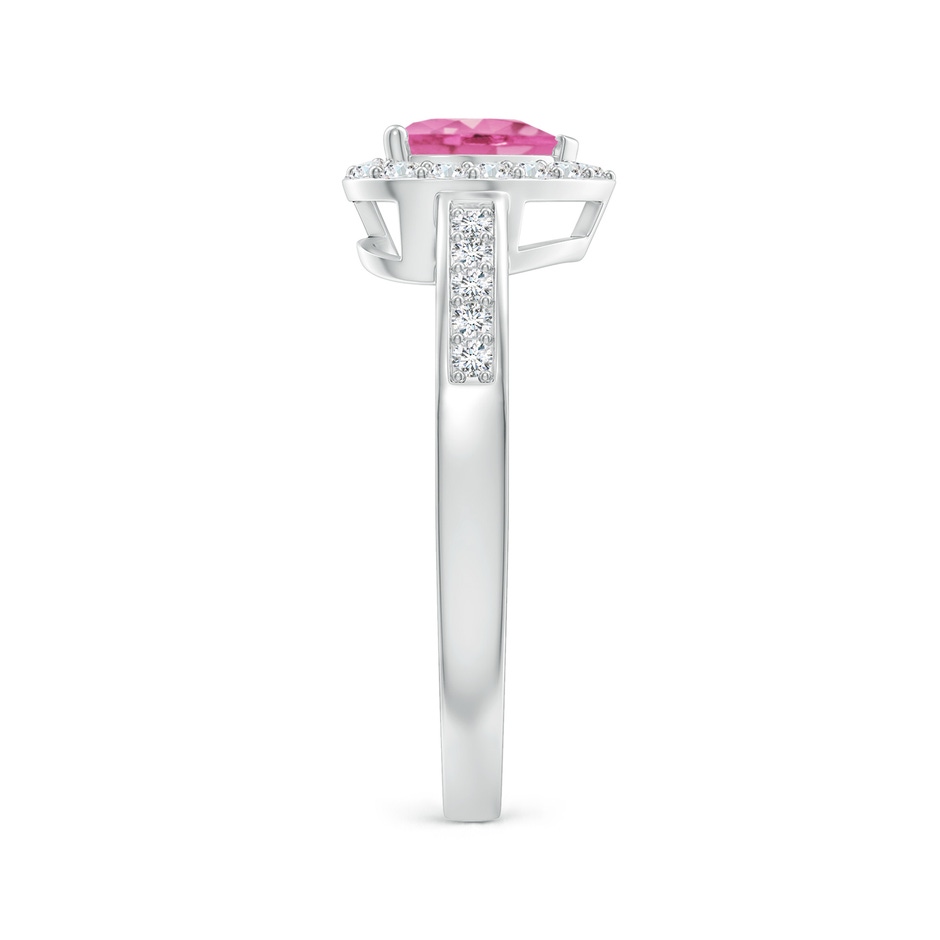 6mm AA Heart-Shaped Pink Sapphire Halo Ring with Diamond Accents in P950 Platinum side-2