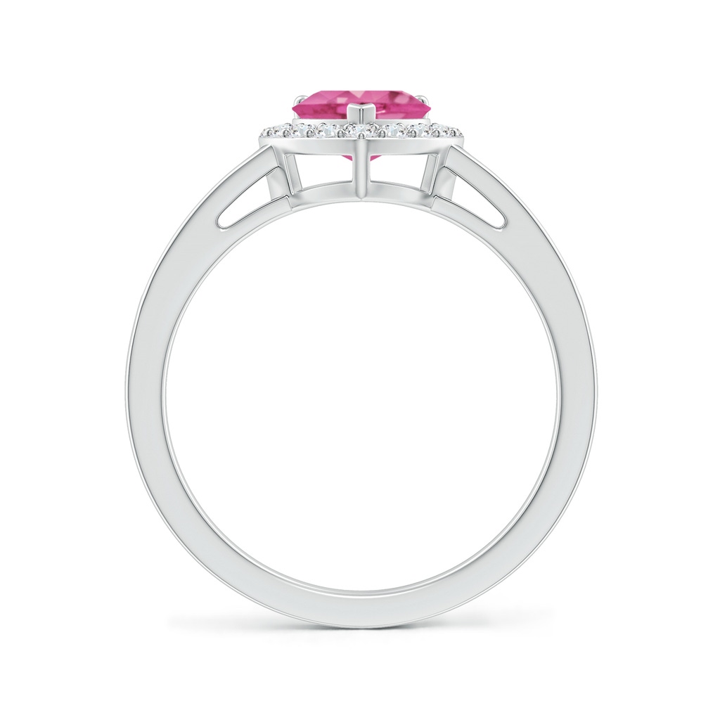 6mm AAA Heart-Shaped Pink Sapphire Halo Ring with Diamond Accents in White Gold Side-1