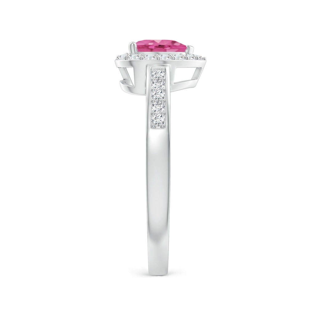 6mm AAA Heart-Shaped Pink Sapphire Halo Ring with Diamond Accents in White Gold Side-2