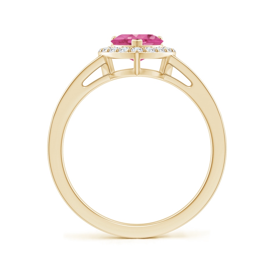 6mm AAA Heart-Shaped Pink Sapphire Halo Ring with Diamond Accents in Yellow Gold Side-1