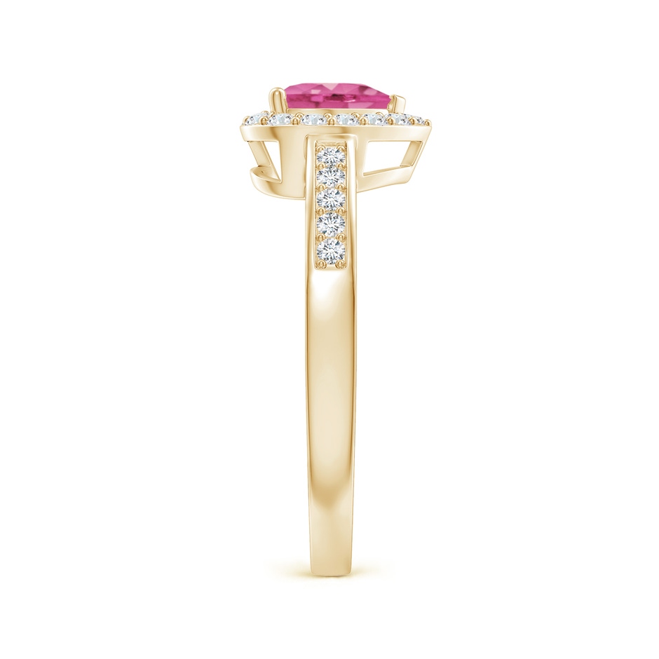 6mm AAA Heart-Shaped Pink Sapphire Halo Ring with Diamond Accents in Yellow Gold Side-2