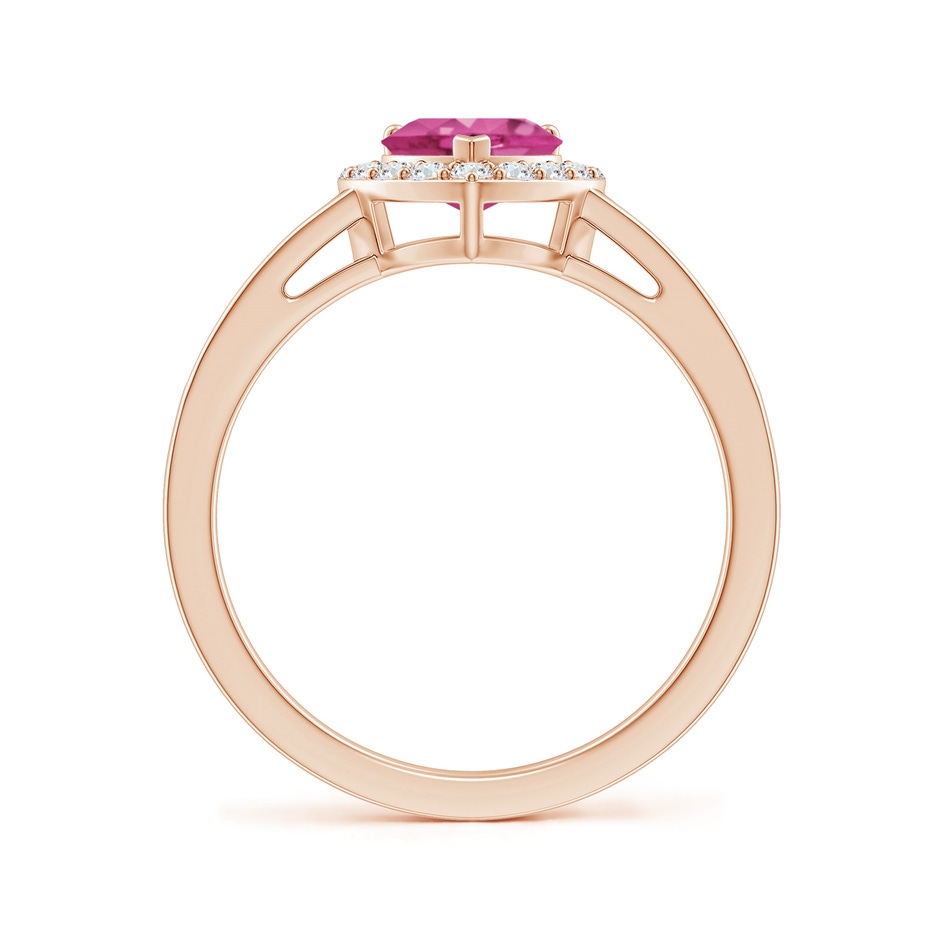 6mm AAAA Heart-Shaped Pink Sapphire Halo Ring with Diamond Accents in Rose Gold side-1
