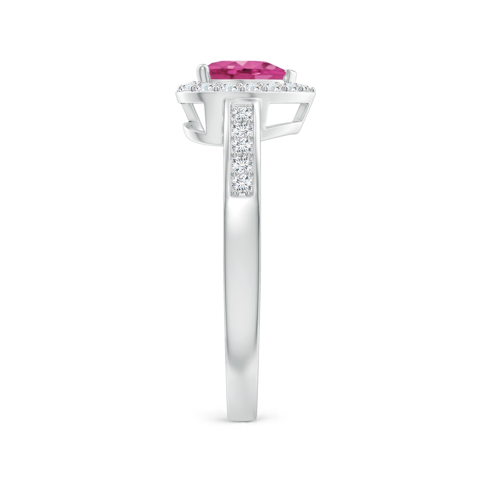6mm AAAA Heart-Shaped Pink Sapphire Halo Ring with Diamond Accents in White Gold side-2