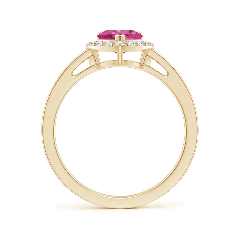 6mm AAAA Heart-Shaped Pink Sapphire Halo Ring with Diamond Accents in Yellow Gold side-1