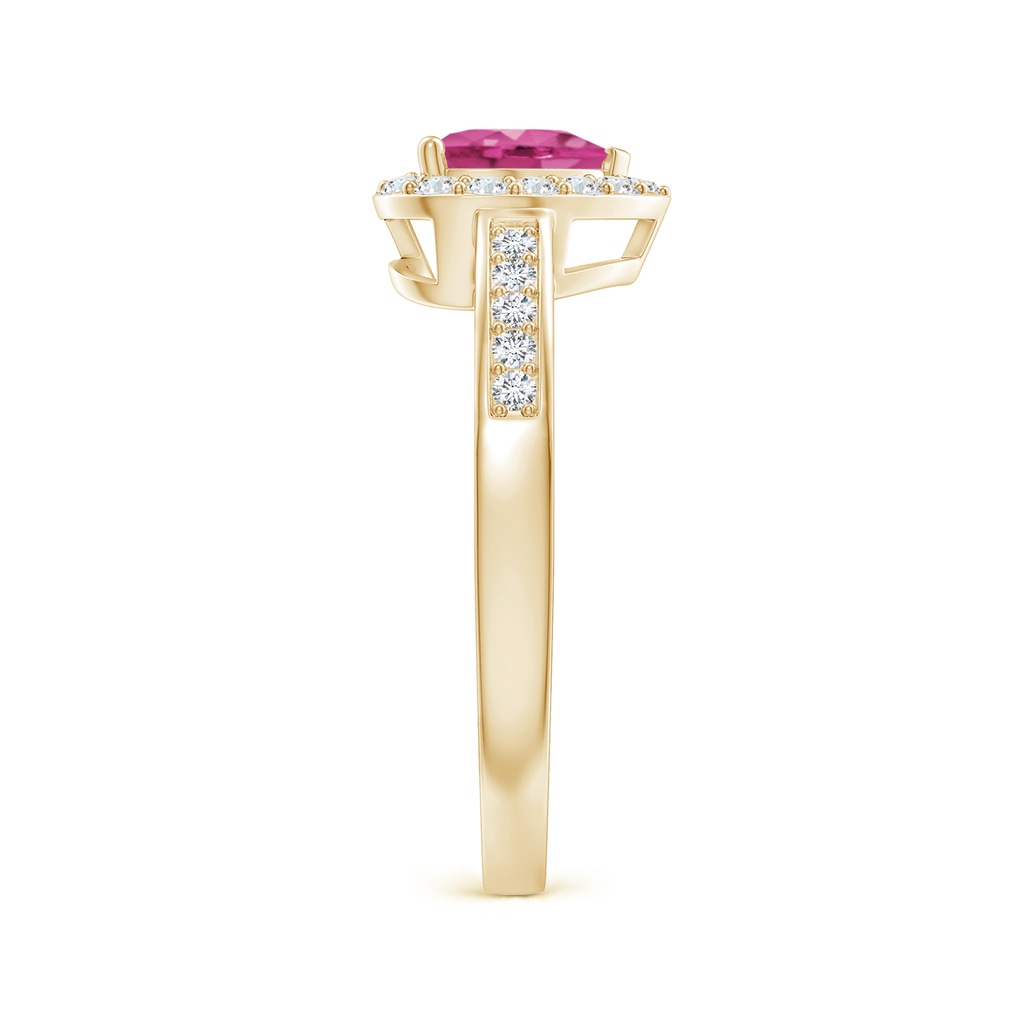 6mm AAAA Heart-Shaped Pink Sapphire Halo Ring with Diamond Accents in Yellow Gold Side-2