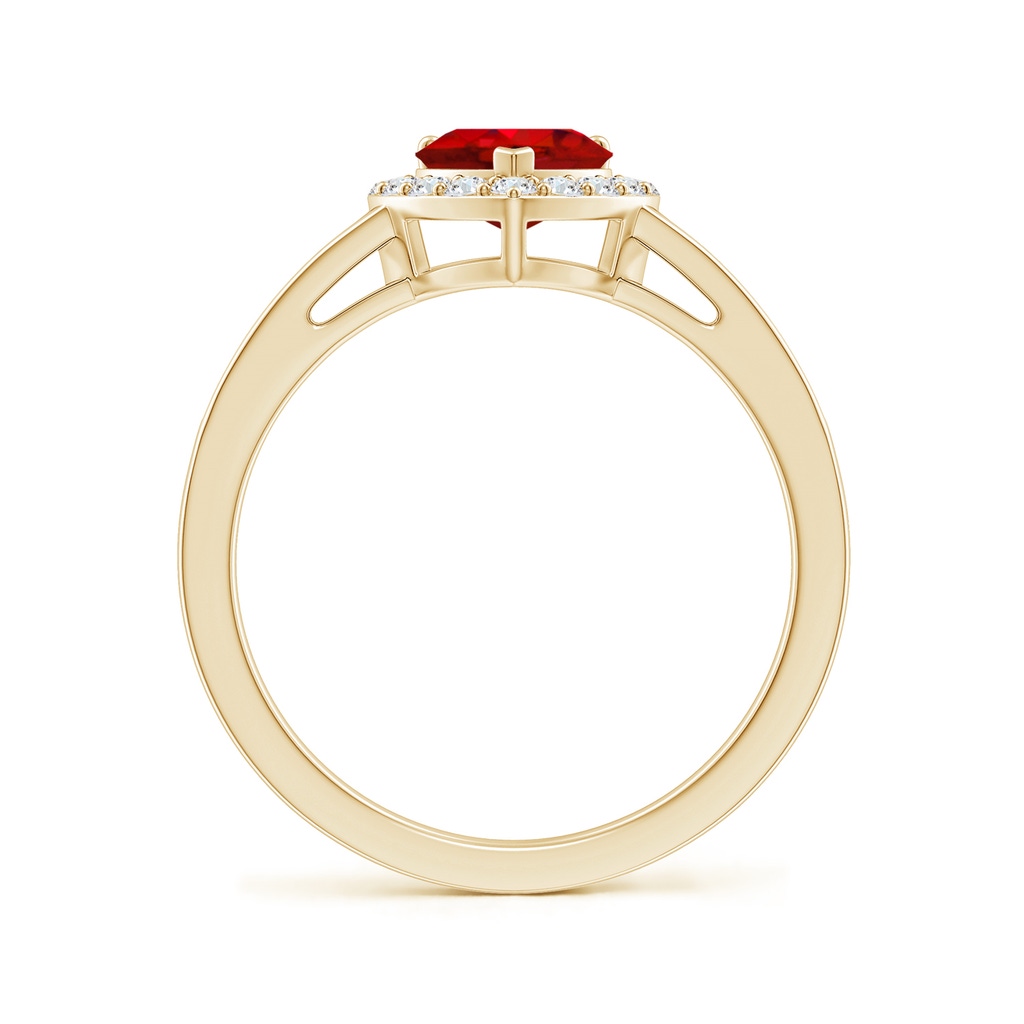 6mm AAA Heart-Shaped Ruby Halo Ring with Diamond Accents in Yellow Gold Side-1