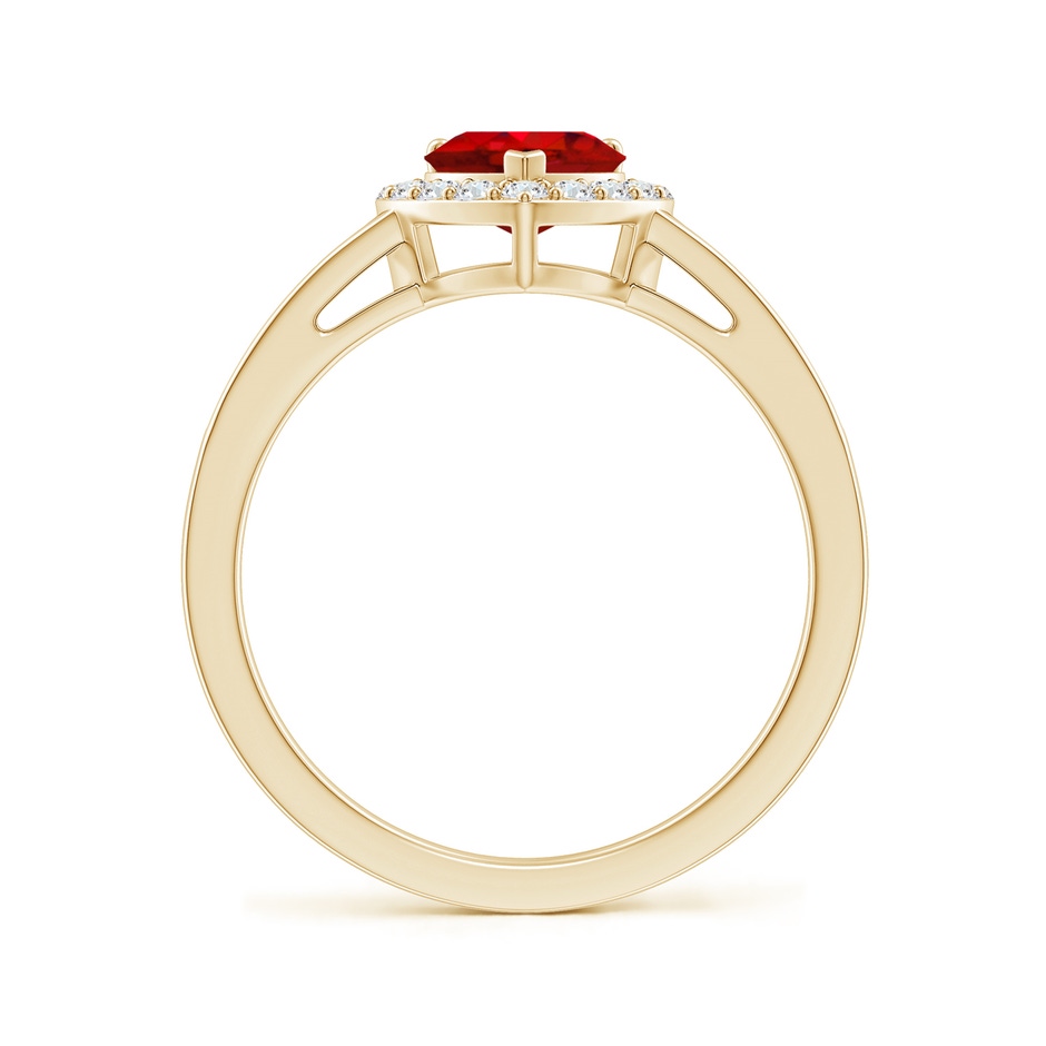 6mm AAA Heart-Shaped Ruby Halo Ring with Diamond Accents in Yellow Gold side-1