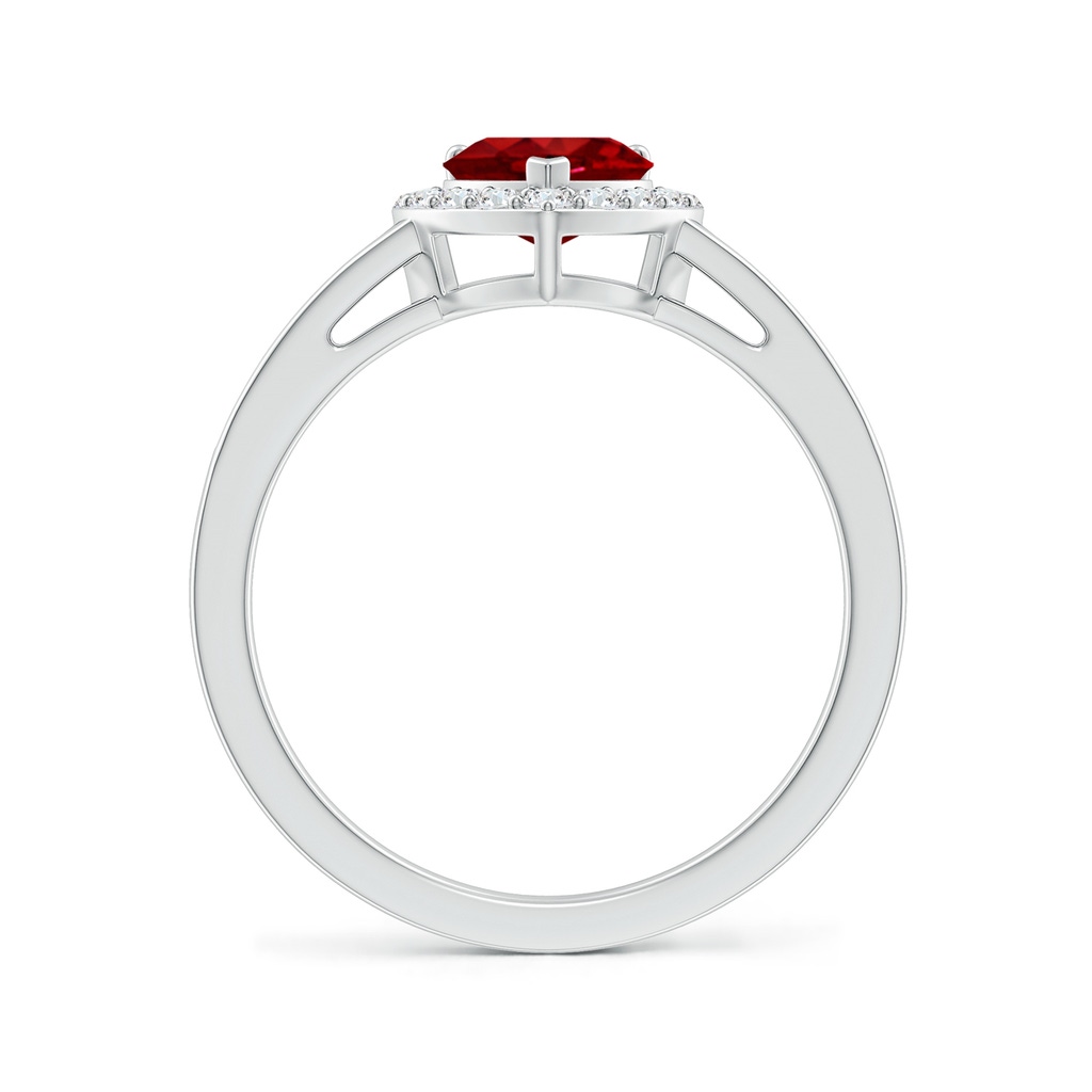 6mm AAAA Heart-Shaped Ruby Halo Ring with Diamond Accents in P950 Platinum Side-1