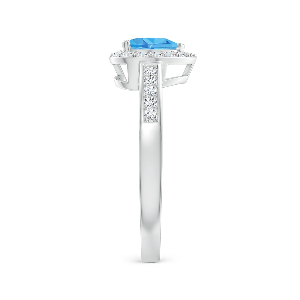 6mm AAA Heart-Shaped Swiss Blue Topaz Halo Ring with Diamond Accents in White Gold Side-2