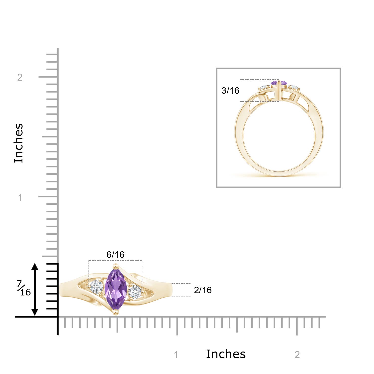 A - Amethyst / 0.64 CT / 14 KT Yellow Gold
