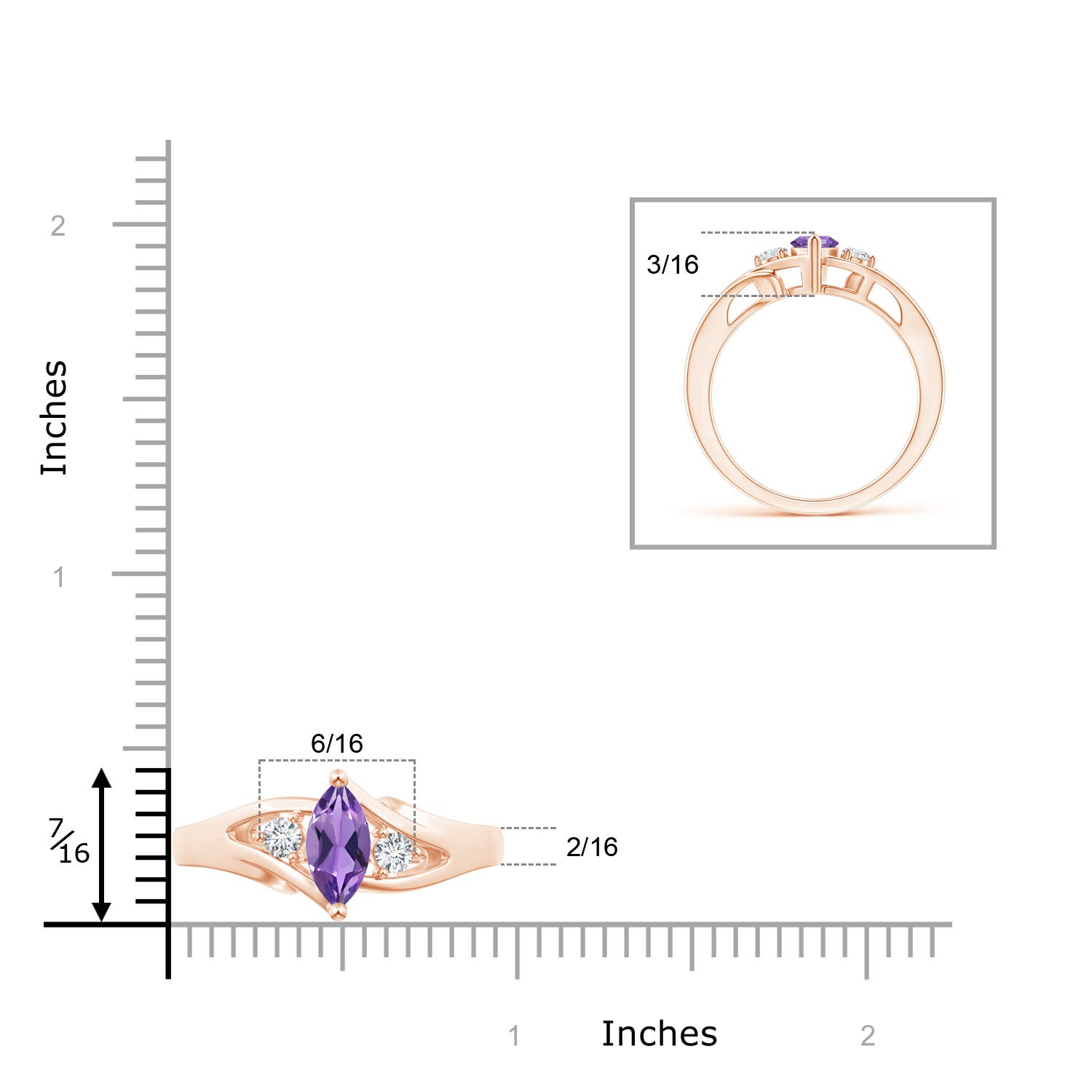 AA - Amethyst / 0.64 CT / 14 KT Rose Gold