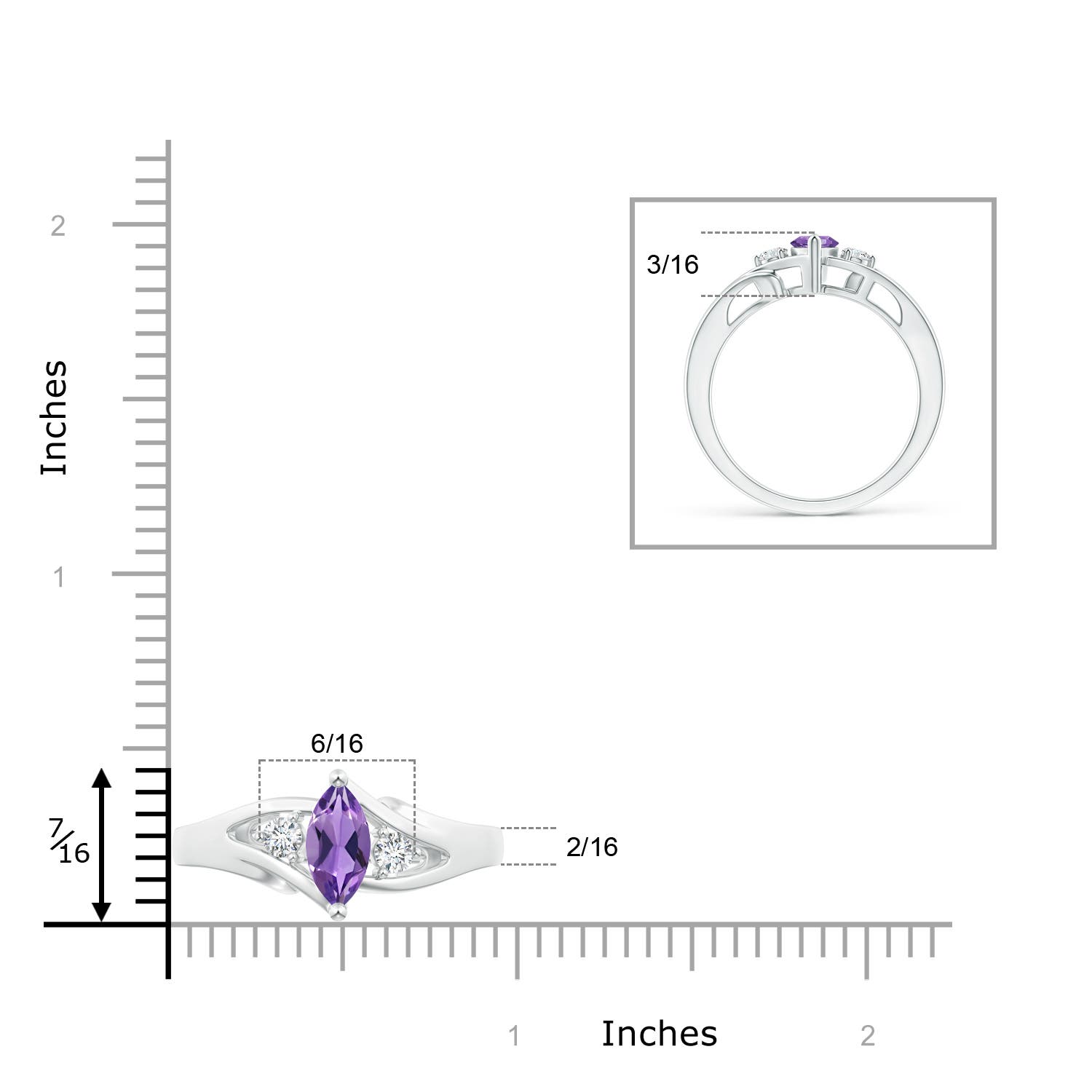 AA - Amethyst / 0.64 CT / 14 KT White Gold