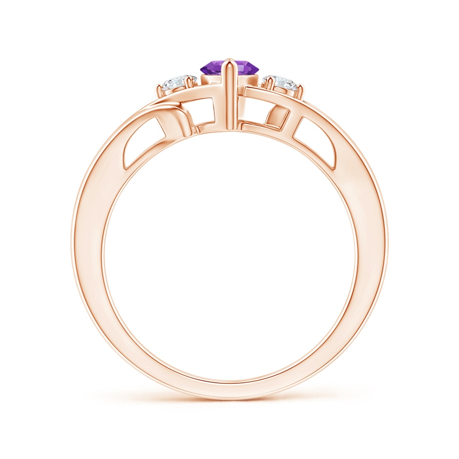 8x4mm AAA Marquise Amethyst Split Shank Ring with Diamonds in Rose Gold product image