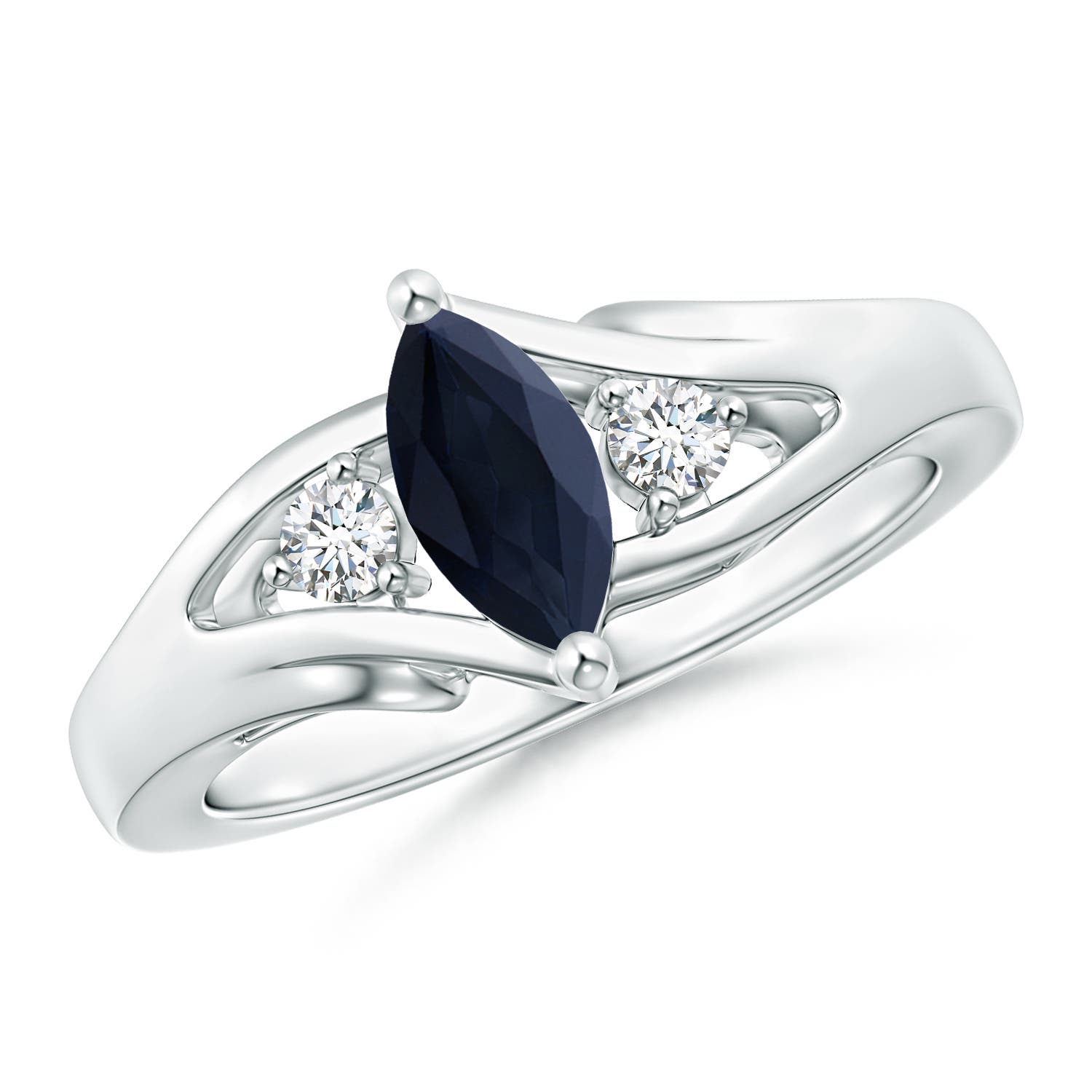 A - Blue Sapphire / 0.74 CT / 14 KT White Gold