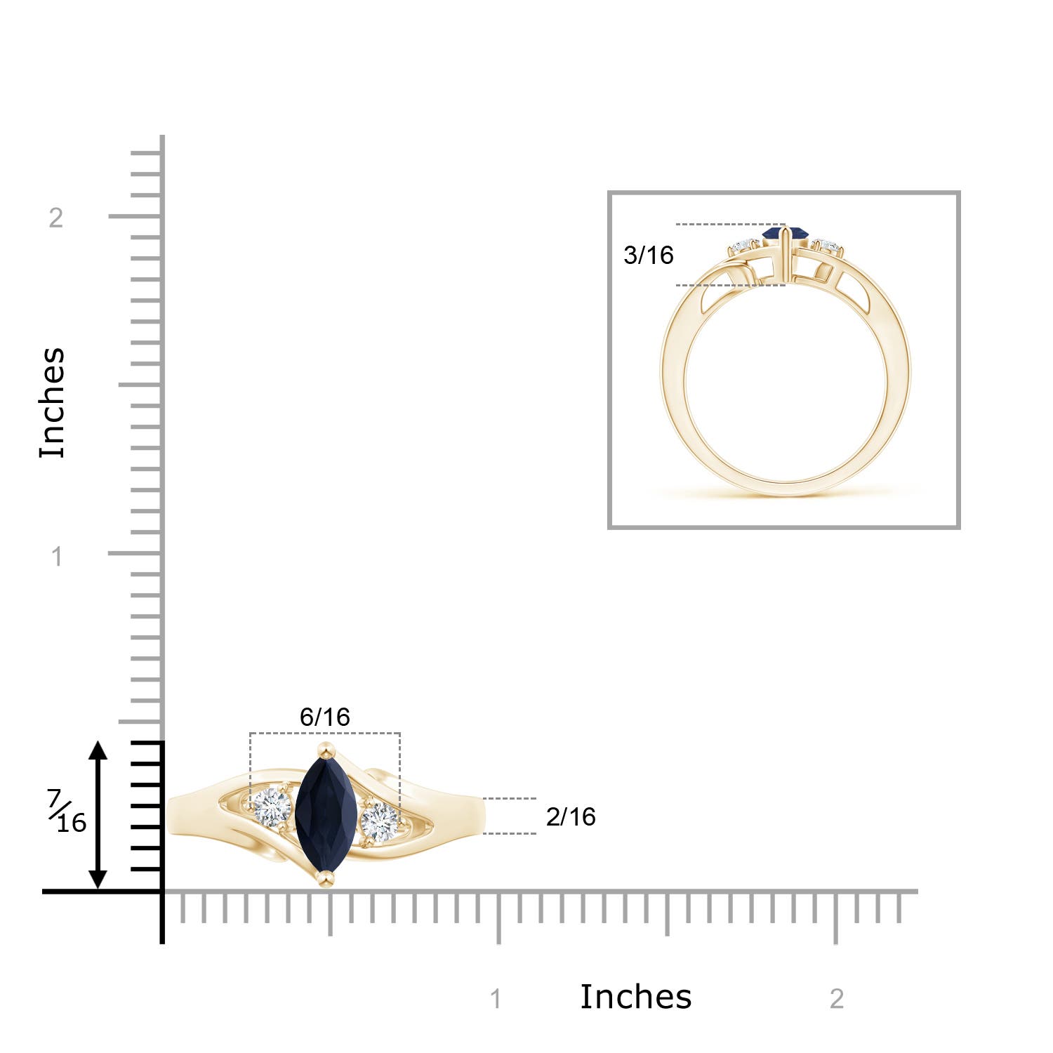 A - Blue Sapphire / 0.74 CT / 14 KT Yellow Gold