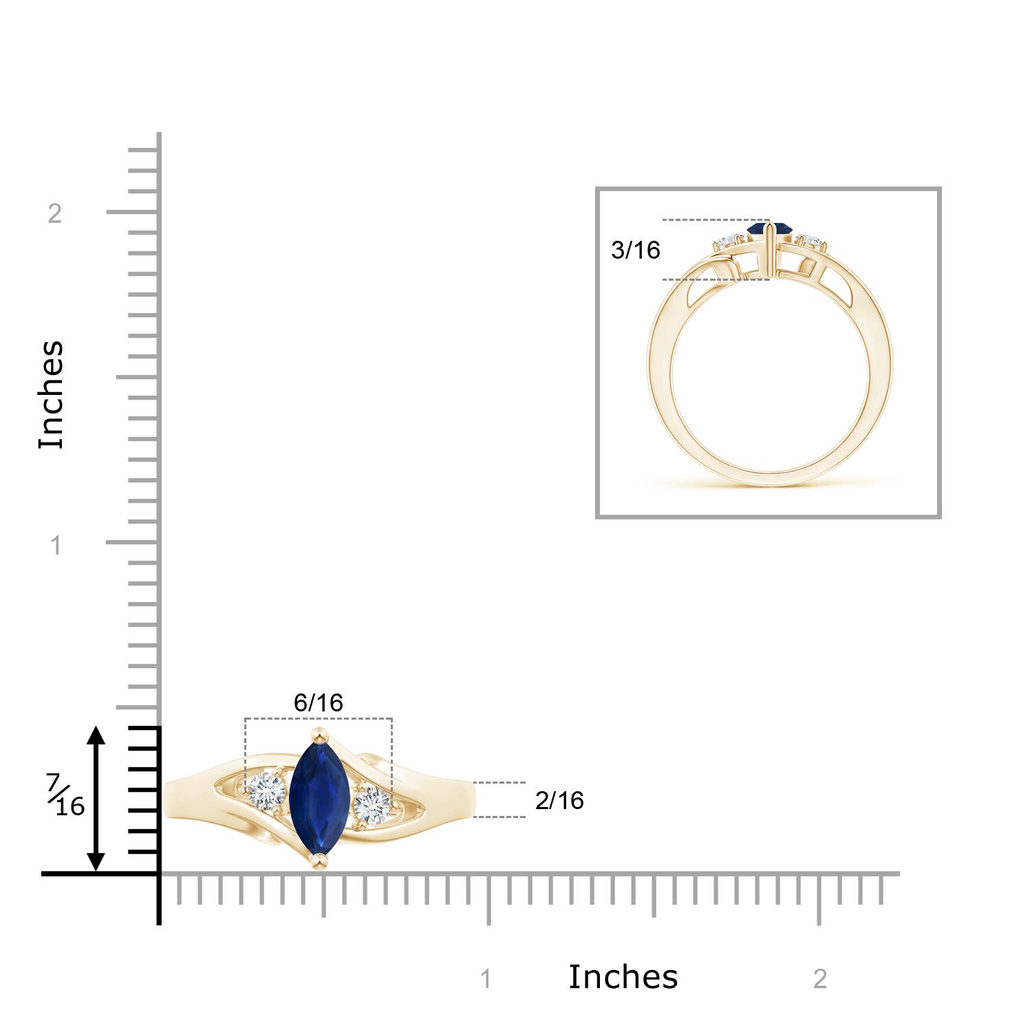 AA - Blue Sapphire / 0.74 CT / 14 KT Yellow Gold