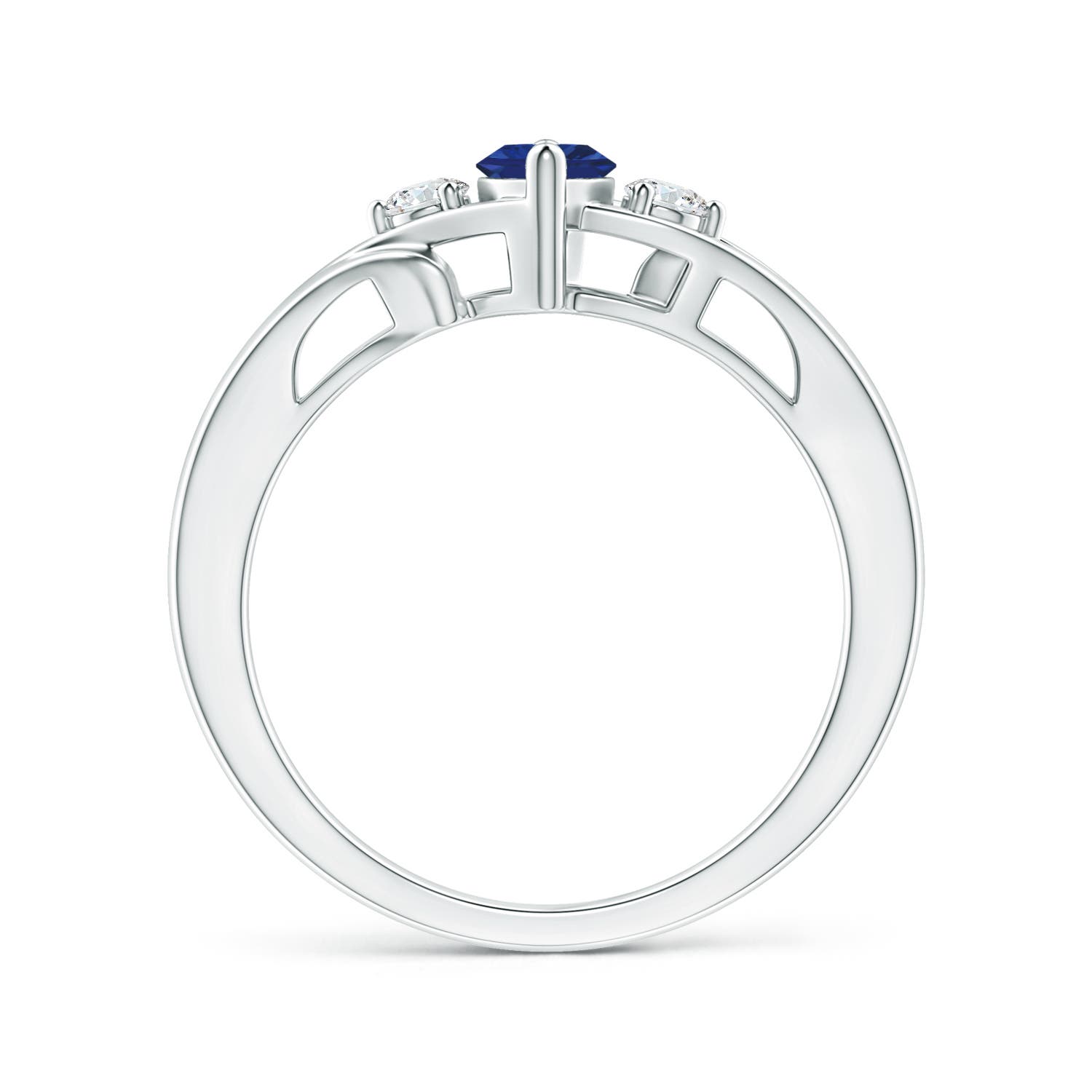 AAA - Blue Sapphire / 0.74 CT / 14 KT White Gold