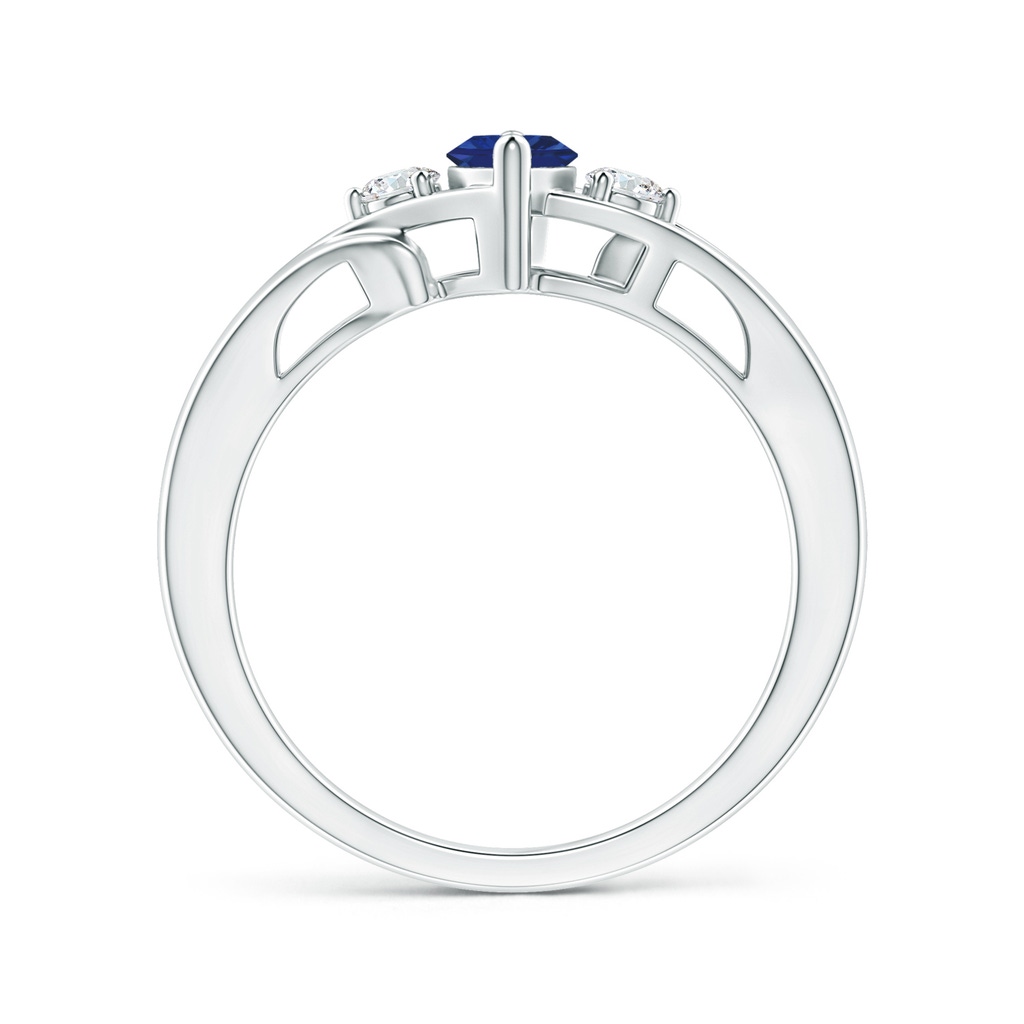 8x4mm AAA Marquise Sapphire Split Shank Ring with Diamonds in White Gold Product Image