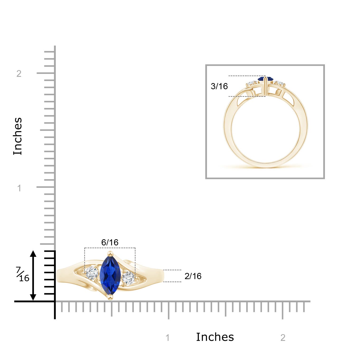 AAA - Blue Sapphire / 0.74 CT / 14 KT Yellow Gold